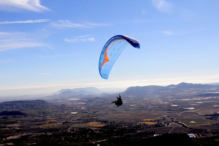 Alicante and Santa Pola: Tandem Paragliding Flight - Taking off from Agost for a Costa Blanca flight