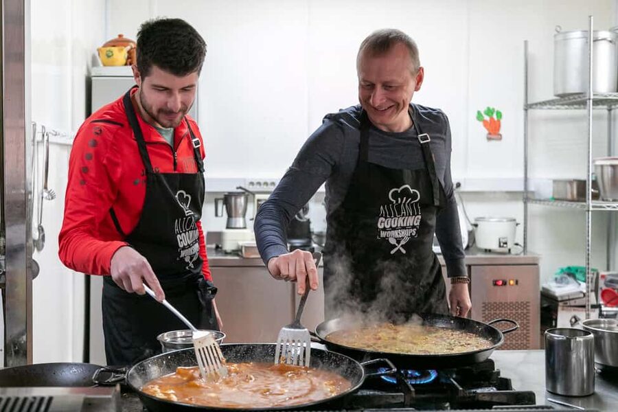 Alicante: Paella and Sangría Workshop with Market Visit - Tapas and sangría set the table