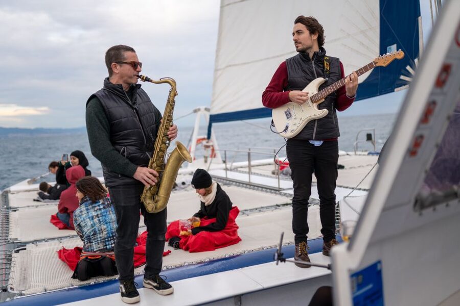 Barcelona: Catamaran Cruise with optional Live Jazz Music - The first view is Barcelona from offshore