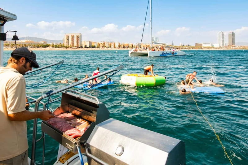 Barcelona: Catamaran Party Cruise with BBQ Meal - Sailing toward Badalona