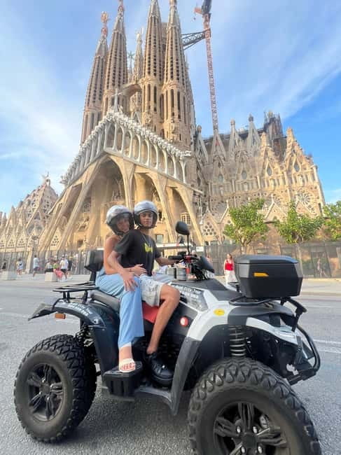 Barcelona: City Sights Electric Quad Tour - Sagrada Familia from the road