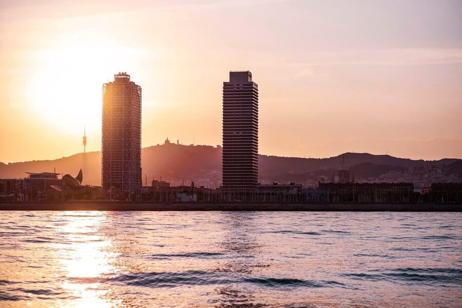 Barcelona: Daytime or Sunset Catamaran Cruise with Music - What the skyline looks like from offshore