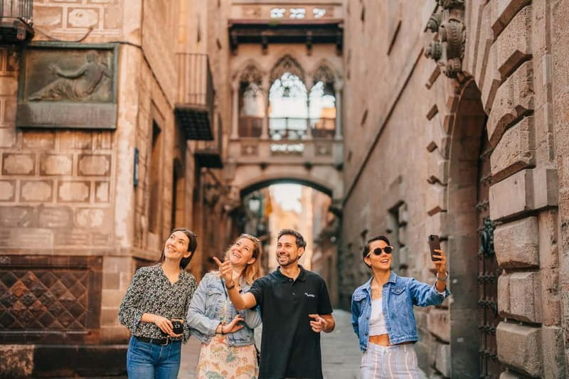 Barcelona: Helicopter Flight, Boat Ride, and Walking Tour - Plaça Catalunya and the walk into the Gothic Quarter