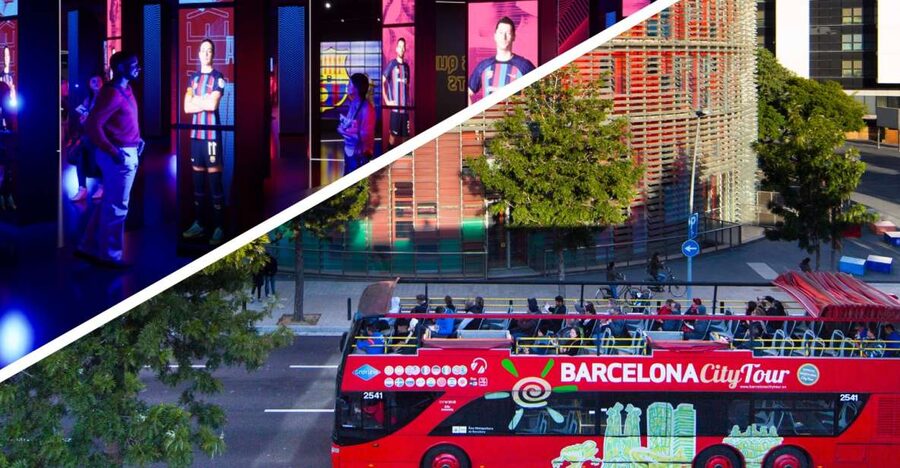 Barcelona Hop-On Hop-Off Bus and FC Barcelona Immersive Tour - The orange West Route, from Montjuïc to Camp Nou