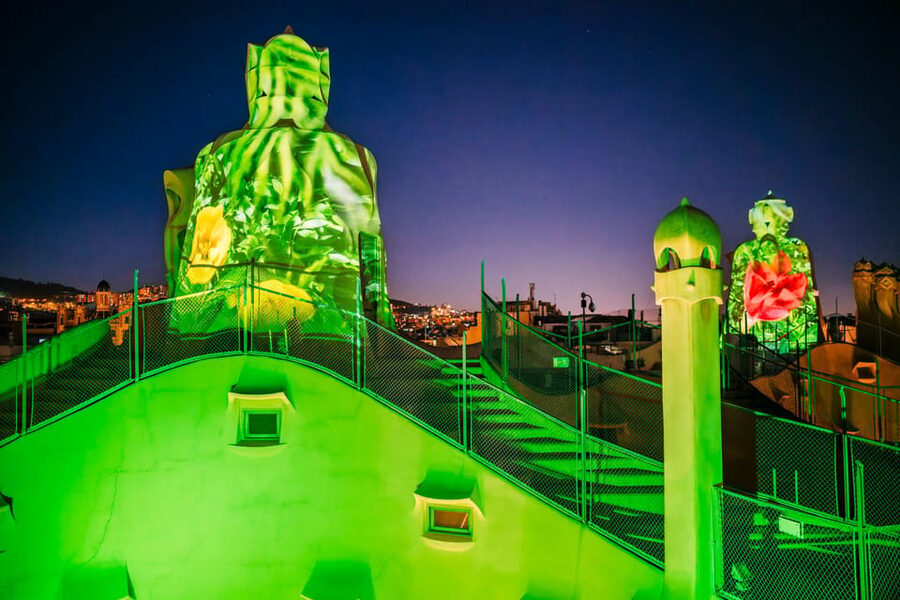 Barcelona: La Pedrera Night Experience - The rooftop light show among Gaudí’s chimneys