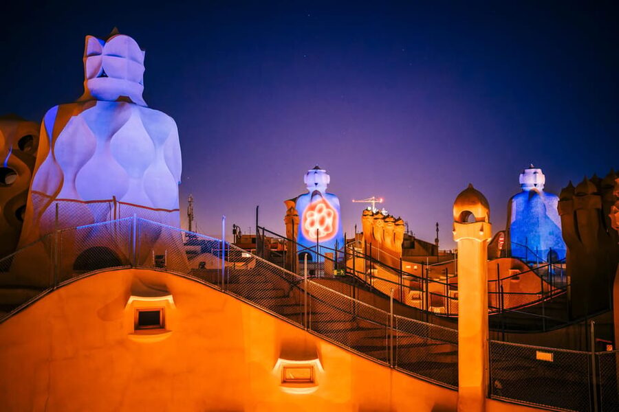 Barcelona: La Pedrera Night Experience - Courtyards and stairwells with projected light