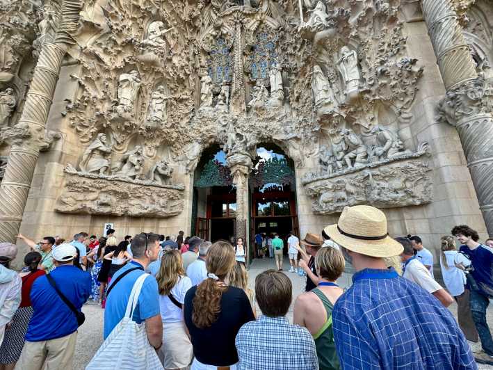Barcelona: Sagrada Familia Entry Ticket and Guided Tour - Inside the basilica beneath the colored light