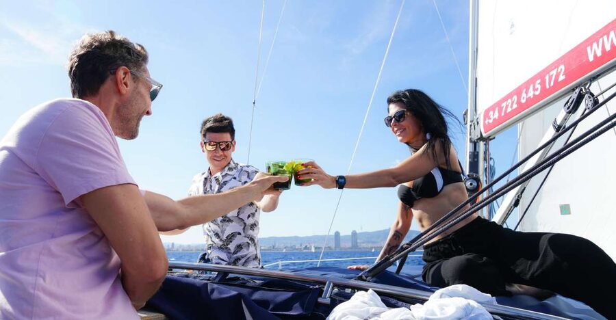 Barcelona: Sailing Tour with Vermouth and Drinks - Leaving Port Olimpic with a frozen vermouth