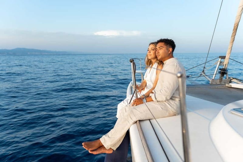 Barcelona: Sunset Catamaran Cruise with Wine and Tapa - The 30-minute coastal sail and sunset stop