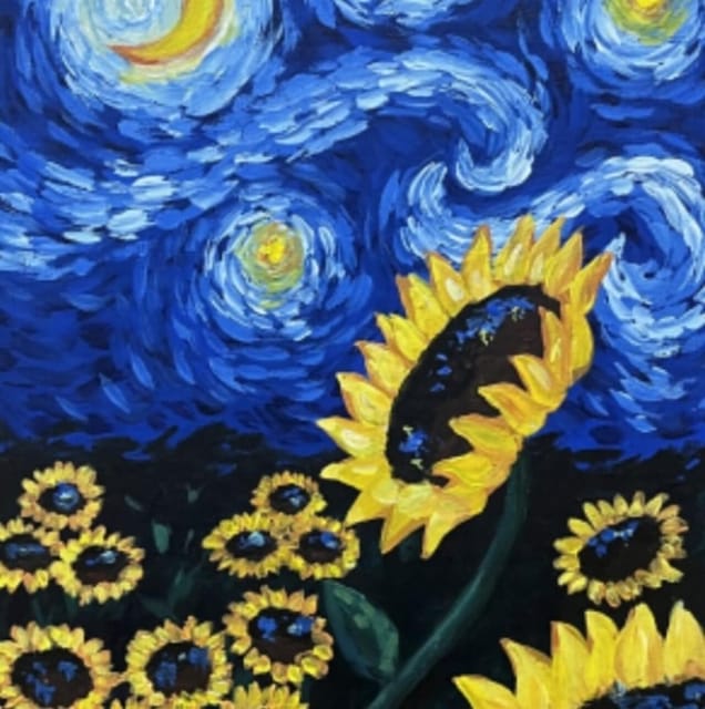 Barcelona: Wine and Van Gogh Paint and Sip Painting Class - Starting with a blank canvas