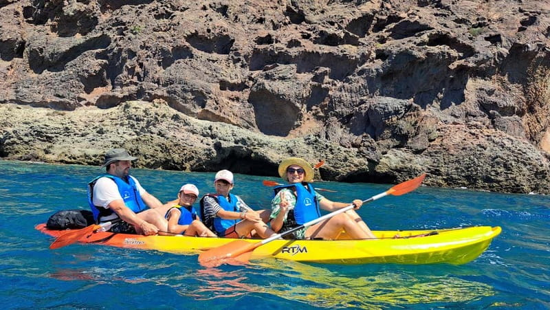 Cabo de Gata: Kayak & Snorkel Excursion in Natural Park - Returning to shore with a drink and photos