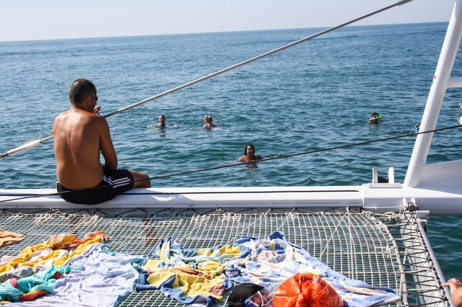 Cambrils: Costa Daurada Sail Catamaran Cruise - Swimming and snorkeling in the Mediterranean