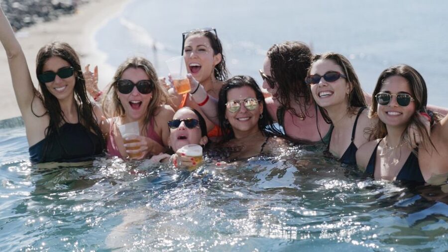 Costa Adeje: Tenerife Monkey Beach Club Utopia Pool Party - DJs, MCs, saxophone, and live performers