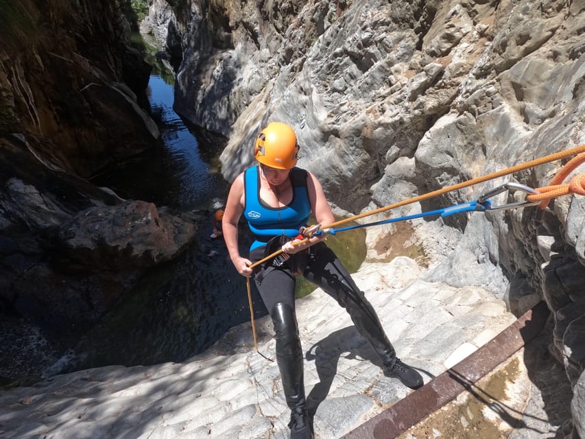 From Estepona: Guadalmina River Guided Canyoning Adventure - Swimming and scrambling through the narrow gorge