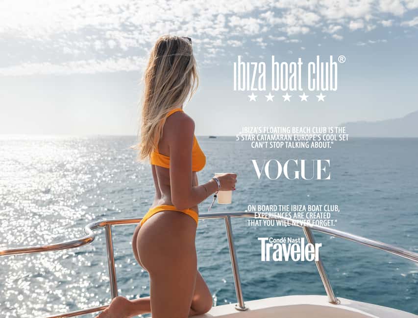 Ibiza: Bottomless Brunch at Ibiza Boat Club with Drinks & DJ - A floating beach club instead of a crowded party boat