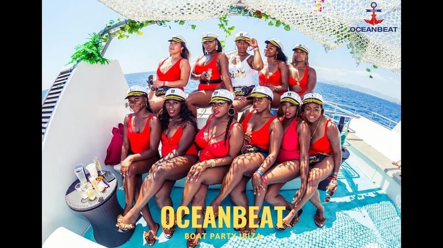 Ibiza: Ocean Club Boat Party with Premium Drinks, Food, & DJ - The swim stop in a Mediterranean bay