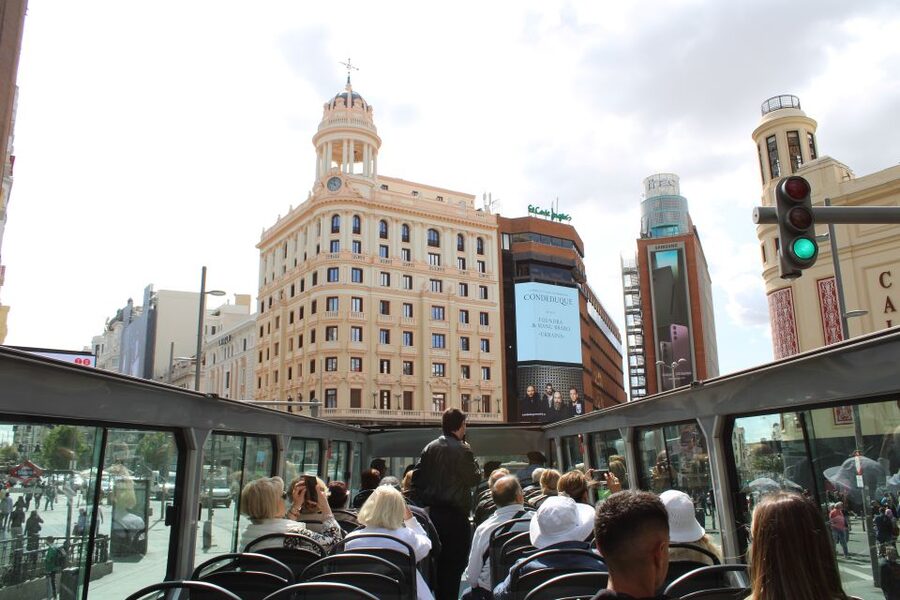 Madrid: Panoramic Open-Top Bus Day or Night Tour with Guide - Plaza de España, the Temple of Debod, and the royal quarter