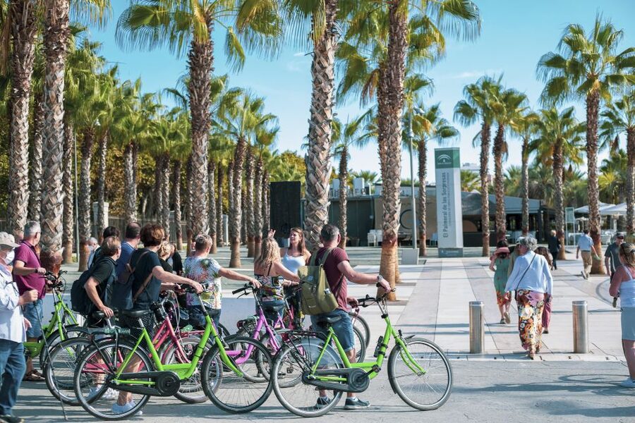 Malaga Bike Tour - Old Town, Marina & Beach - Gibralfaro views and the question of electric bikes