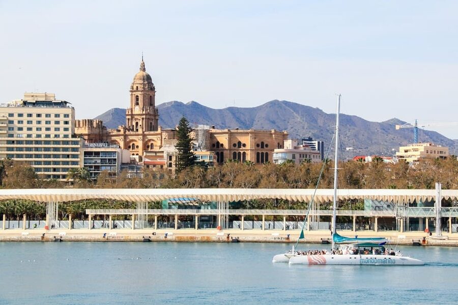 Malaga: Catamaran Sailing Cruise with Swimming & Optional DJ - Sailing, motoring, and the changing route