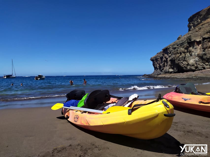 Mogán: Guided Kayak to Caves and Snorkeling Tour - The quiet beach and one hour in the water