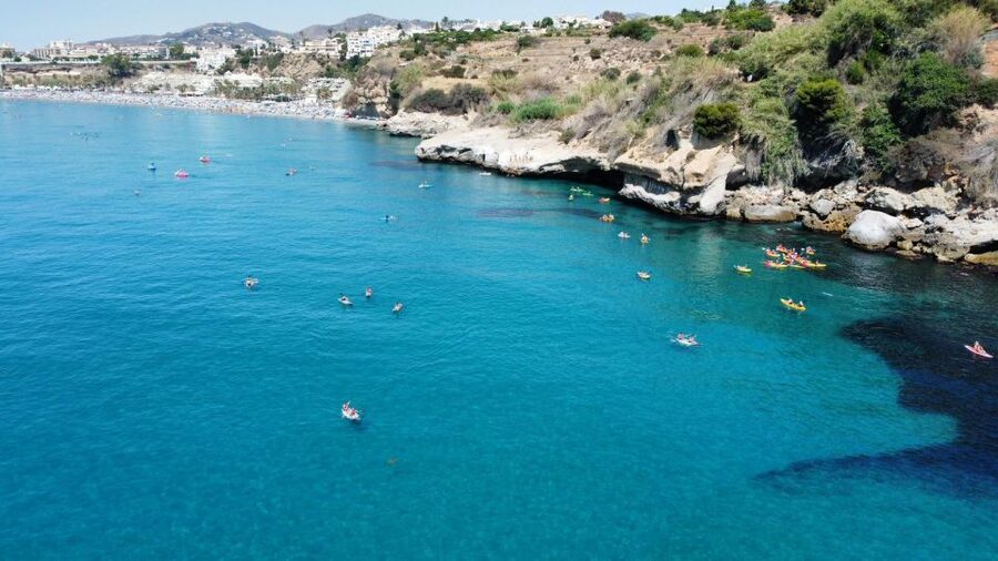 Nerja: Free Kayak Route along the cliffs of Nerja and Maro - Swimming, snorkeling, and seeing the seabed