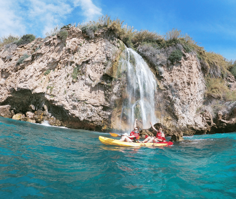 Nerja: Guided Kayak Tour Nerja Cliffs and Maro Waterfall - Along the Nerja cliffs and small coastal caves