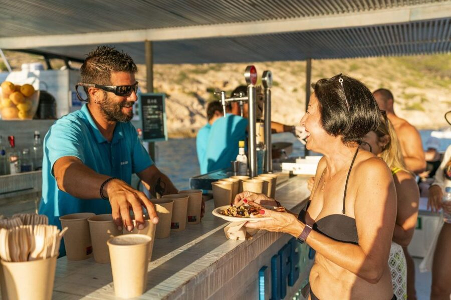 S'Arenal: Sunset Catamaran Cruise with BBQ - Sunset views and the music on the return