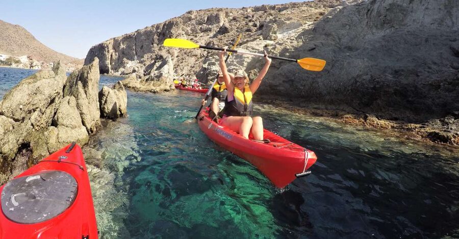 San José: Cabo de Gata Natural Park Kayak and Snorkel Tour - Paddling away from San José without a motor