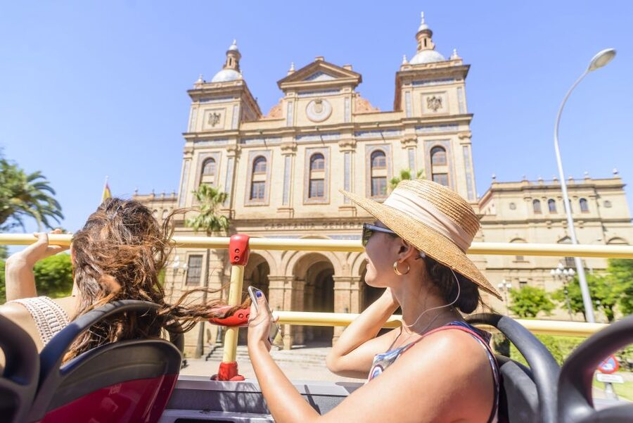 Seville: City Sightseeing Hop-On Hop-Off Bus Tour - Plaza de España and the gardens at Stops 2 to 4