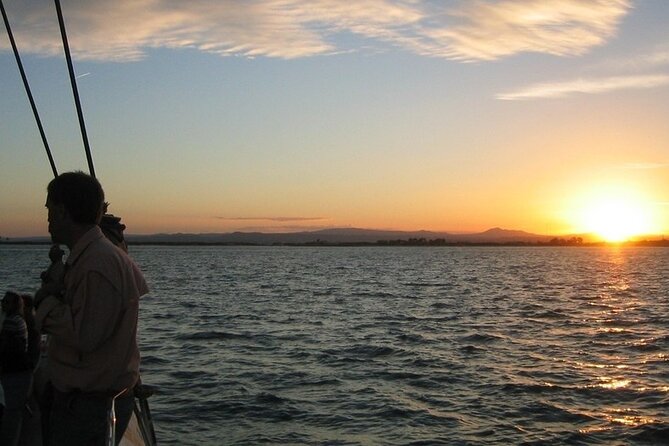 Sunset in Dénia from the Catamaran Mundo Marino - Seating, bow nets, and the crowded-boat question